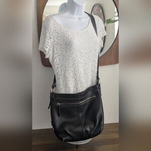 Vintage Coach Black Two Way Pebble Leather Bag.